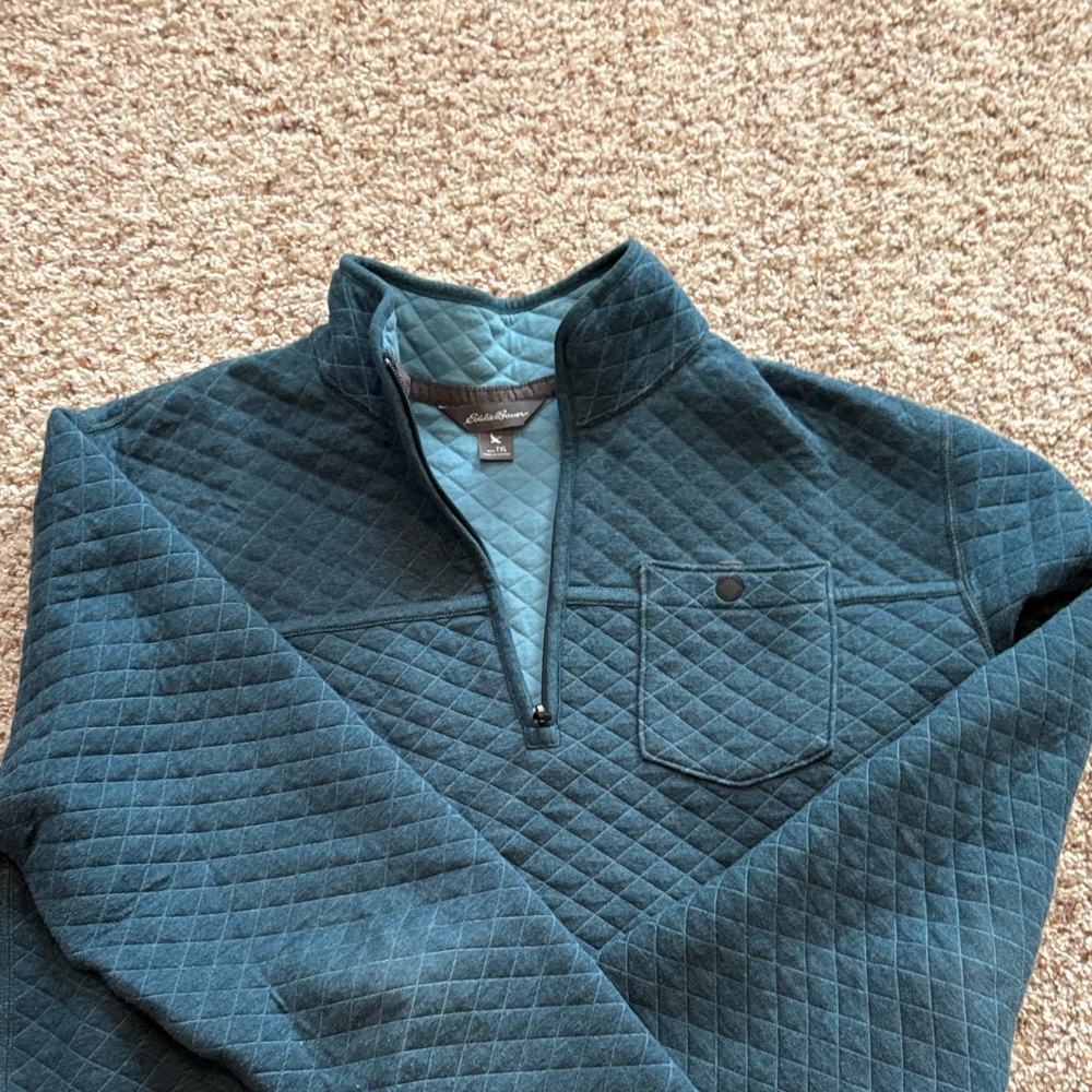 Eddie Bauer Teal Quilted Half-Zip Pullover